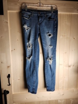 Aeropostal Sz 6 Flex Effects Stretch Low Rise Ripped Blue Jeans