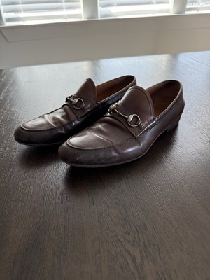 Gucci Men's Jordaan Bit Loafers Brown Size 9