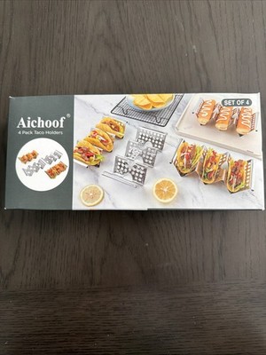 Aichoof 4 Pack Stainless Steel Taco Holders Stand Set BPA Free