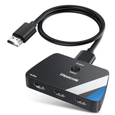 Upgrade HDMI Switch 3 in 1 Out, 4K 60Hz HDMI 2.0 4K 60Hz 3x1 without remote