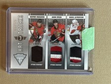 2011-12 Panini Titanium Hat Tricks Jason Spezza Alfredsson Daugavins /15 Patch