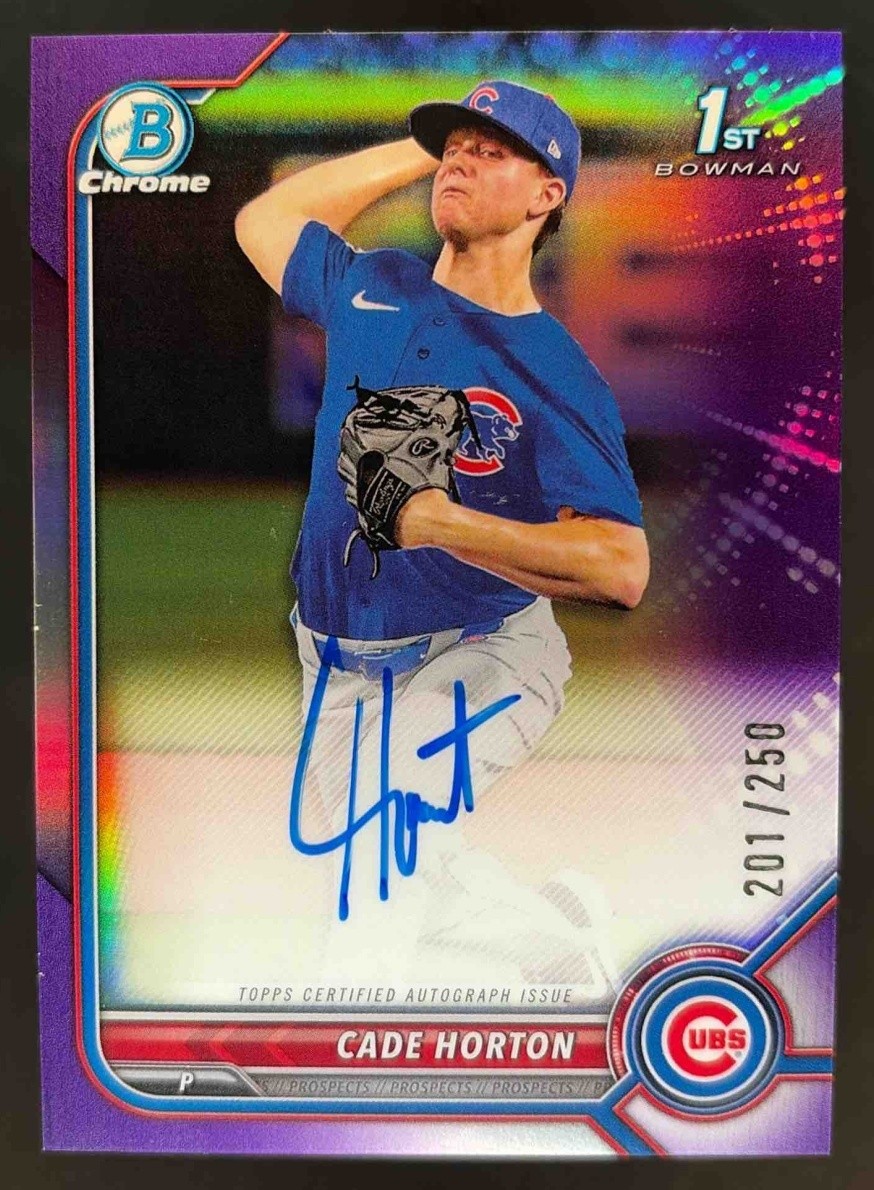 2022 Bowman Draft Cade Horton Chrome Pick Auto Purple Refractor /250 #CDA-CHN