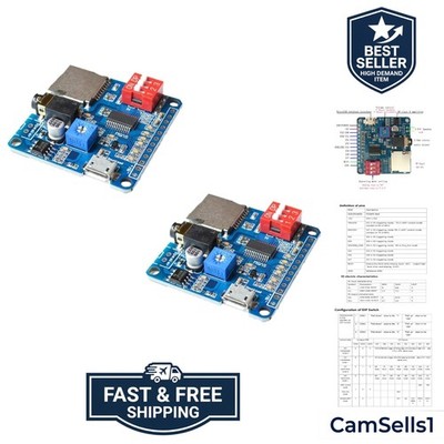 2Pcs Voice Playback Module MP3 Trigger Player Board SD/TF Card for Arduino