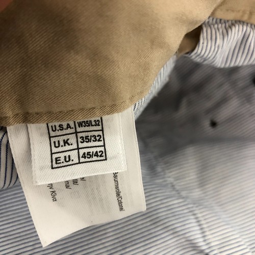 Brooks Brothers 346 Pantalon 35x32 Homme Beige Chino Conique Plissé Poches Preppy - Photo 9/13