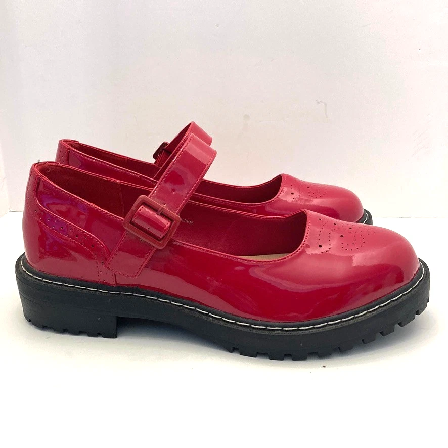 Zapatos Torrid para Mujer 13 WW Ancho Rojo Mary Jane Charol Vegano Cuero Suela Gótico Foto 2 de 4
