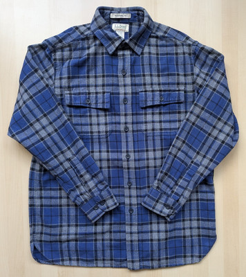 LL bean chamois flannel shirt Blue Plaid Button Up