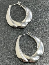 Vintage 1.4  Silver Tone Hinged Hoop Earrings