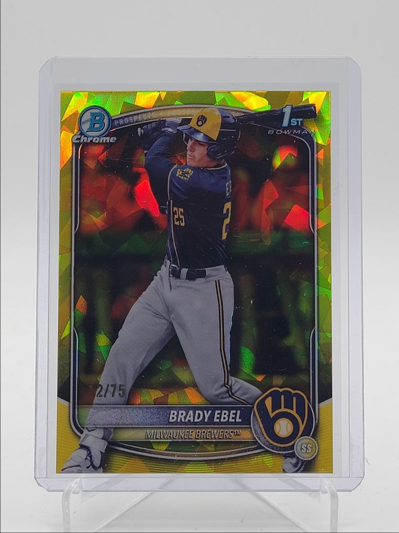 BRADY EBEL 2025 BOWMAN CHROME DRAFT 1ST SAPPHIRE YELLOW BREWERS /75 Q3967