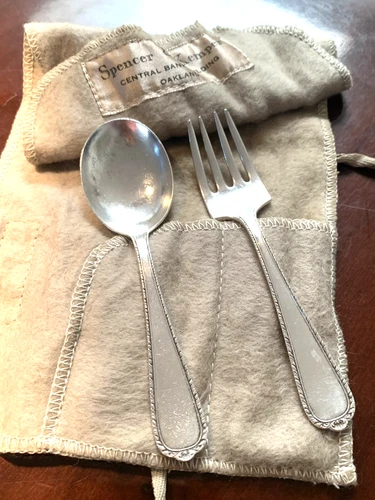 International Silver Co: Antique Sterling Silver BABY SPOON & FORK Set  29 Grams
