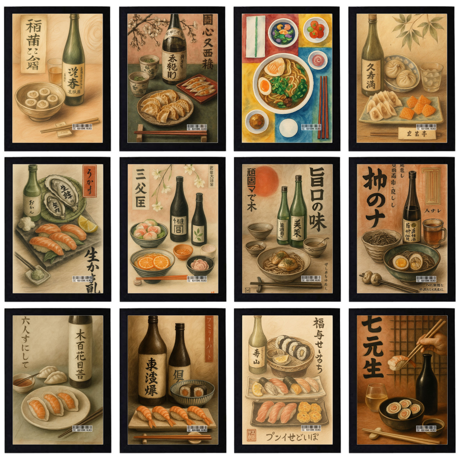 Póster vintage de comida y bares - arte retro para cenar - decoración clásica de pared bebida café