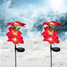 2-12x Solar Christmas Flower Lights Outdoor Garden Lawn Stake Lamp Pathway Decor