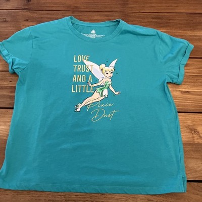 Disney Tinker Bell T-Shirt Women XL - Love Trust & A Little Pixie Dust SequinsS1
