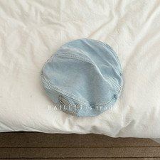 Retro Reversible Denim Beret   Sky Blue Washe...