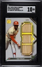 2021 Topps Triple Threads Bob Gibson 70 Years of Topps RELIC Bat SGC 10 GEM /9