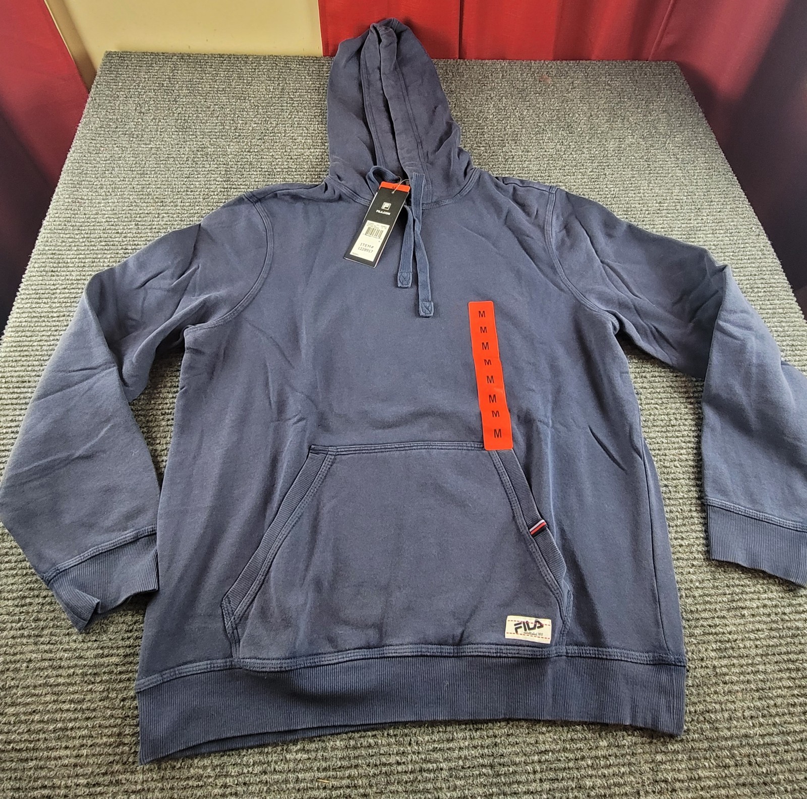 Felpa uomo blu medio Fila con cappuccio e coulisse in cotone