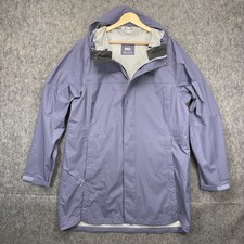 REI Co-Op Rainier Long Line Rain Jacket Women's Large Purple Waterproof Travel
