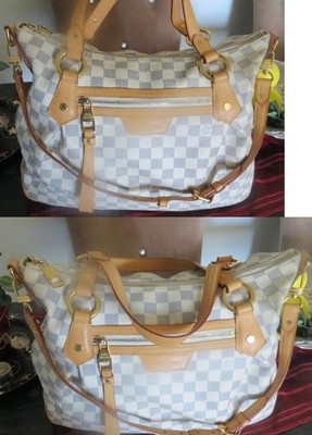 Original Louis Vuitton Tasche  Azur Monogram Leder Canvas Evora MM