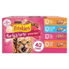 Friskies Surfin and Turfin Prime Filets Wet Cat Food Variety Pack 40 Count 55 oz