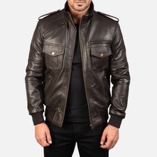 Agent Shadow Leather Bomber Jacket forMen Premium Genuine Leather Stylish jacket
