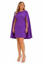 Lauren Ralph Lauren Georgette Cape Cocktail Dress Purple Jasper Sz 14 NWT