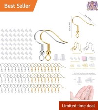 200 PCS Hypoallergenic 925 Sterling Silver Gold Earring Hooks DIY Jewelry Kit