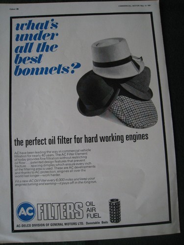 KLIMAFILTER WAS IST UNTER DEN BESTEN MOTORHAUBEN? ÖLFILTER 1967 WERBUNG A4 FEILE 22