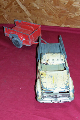 ミニカー Hubley toys truck&trailer Old Diecast Hubley 800 2 Truck and Trailer Vintage Metal Toy