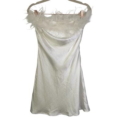 miniature fairy feather dress ANYTHING AND EVERYTHING STRAPLESS FEATHER MINI DRESS  AKIRA