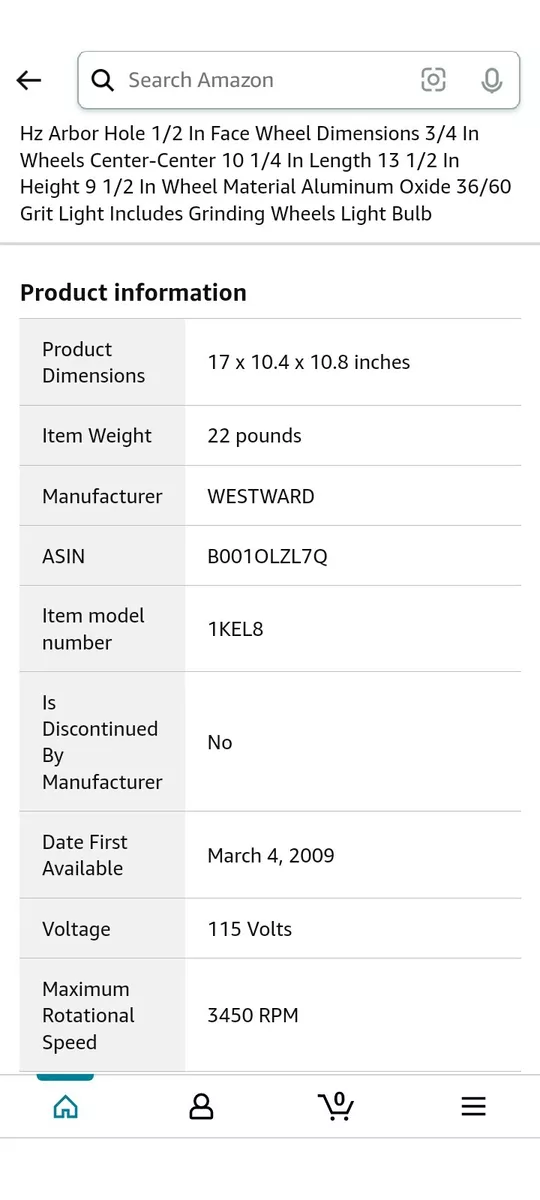 Westward 8 bench on sale grinder