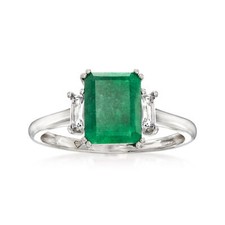 2.00 Carat Emerald Ring With .30 ct. t.w. White Topaz in Sterling Silver