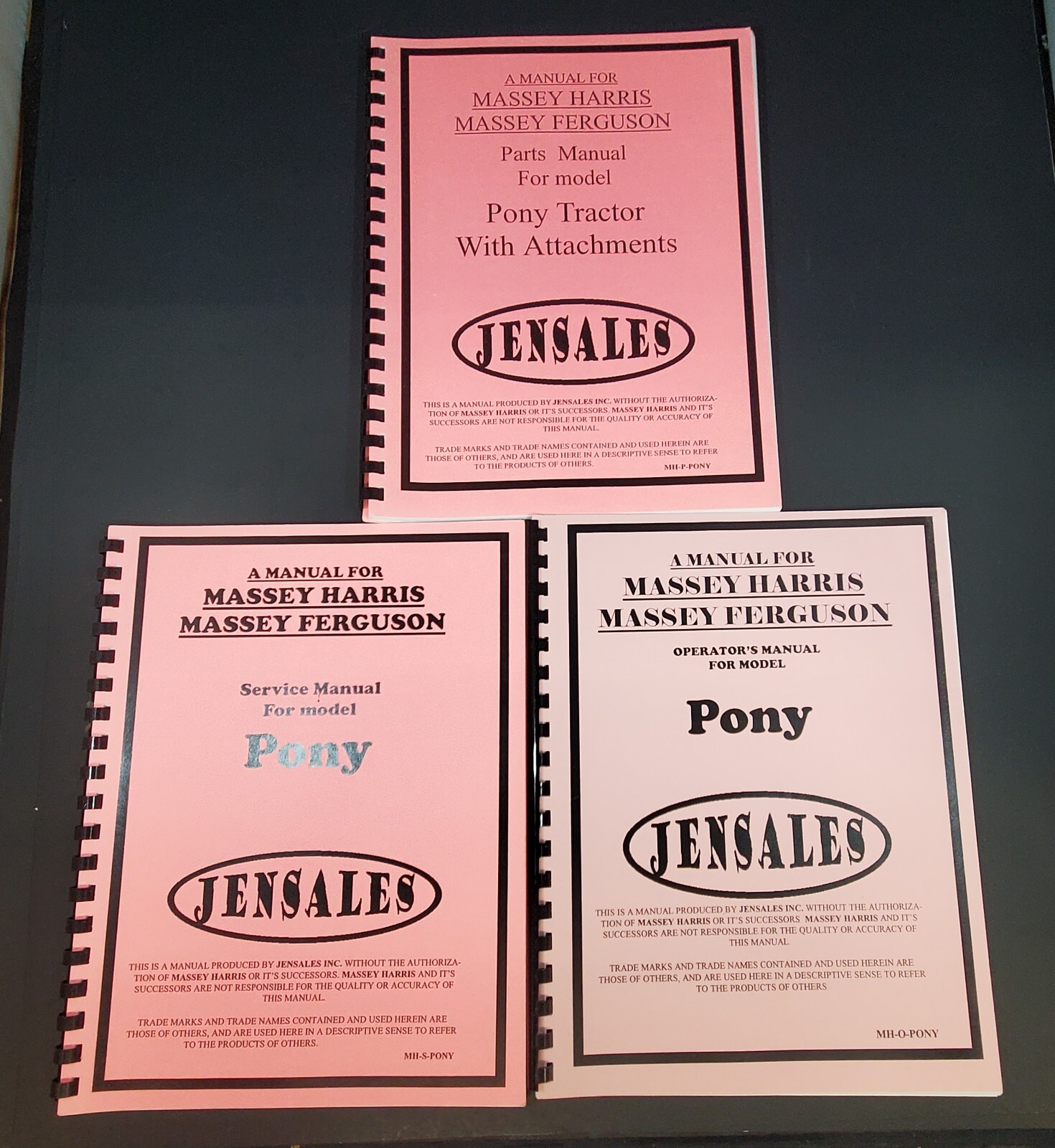 Jensales Massey Harris Massy Ferguson Service, Parts, Operator Manual