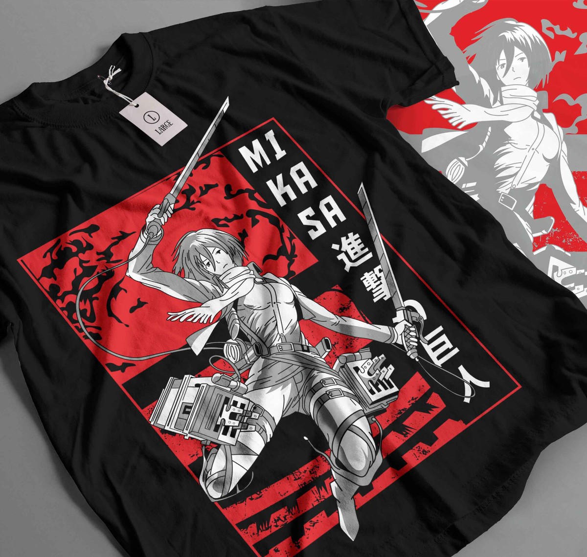 Mikasa T-shirt Attack on Titan Shirt Shingeki No Kyojin Horror Anime Gift  229
