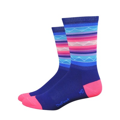 DeFeet Aireator 6'' Santa Fe Socks, 12, Navy/Pink
