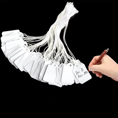 1000 Garage Sale Price Tags Size #5 White Merchandise Hang String Strung Garment - Picture 10 of 12