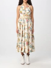 $850 Zimmermann Linen Clover Halter Belted Midi Dress Size 3 US 10