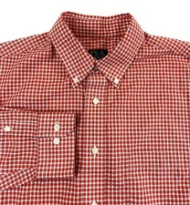 JoS A Bank Men's Executive Collection TAILORED FIT Red Check Shirt Large