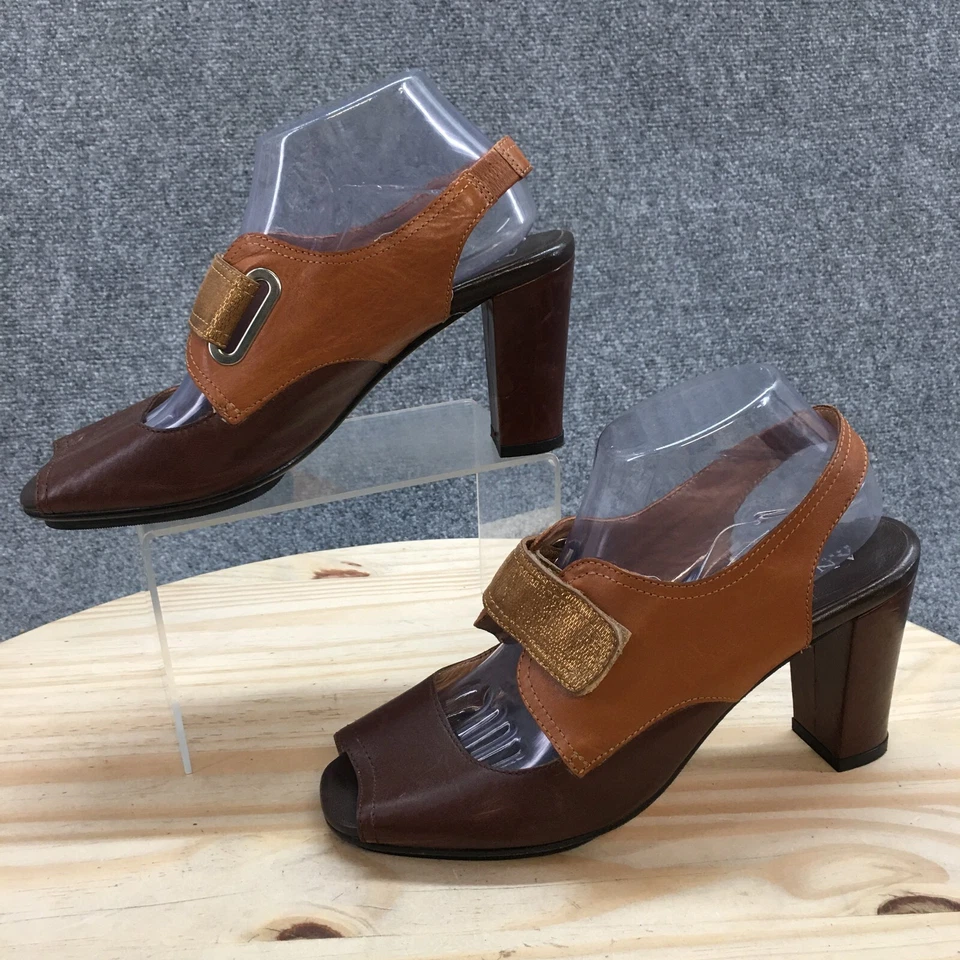 Zapatos de tacón alto Anyi Lu para mujer 39,5 Peep Toe con cordones de cuero marrón informales Foto 2 de 4