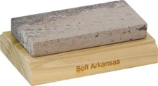 RH Preyda Soft Arkansas Mounted Stone Dimensions 4" x 2" x 0.5" Wooden Base
