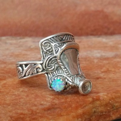 Bague En Argent 925 Pour Femme Avec Opale Et Motif Selle De Cheval - Neuf Sans Emballage