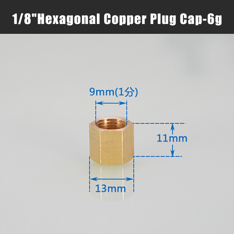Full Copper Plug Cap Hexagonal/Octagonal Female Cap End Plug 1/8"1/4"3/8"1/2"1"