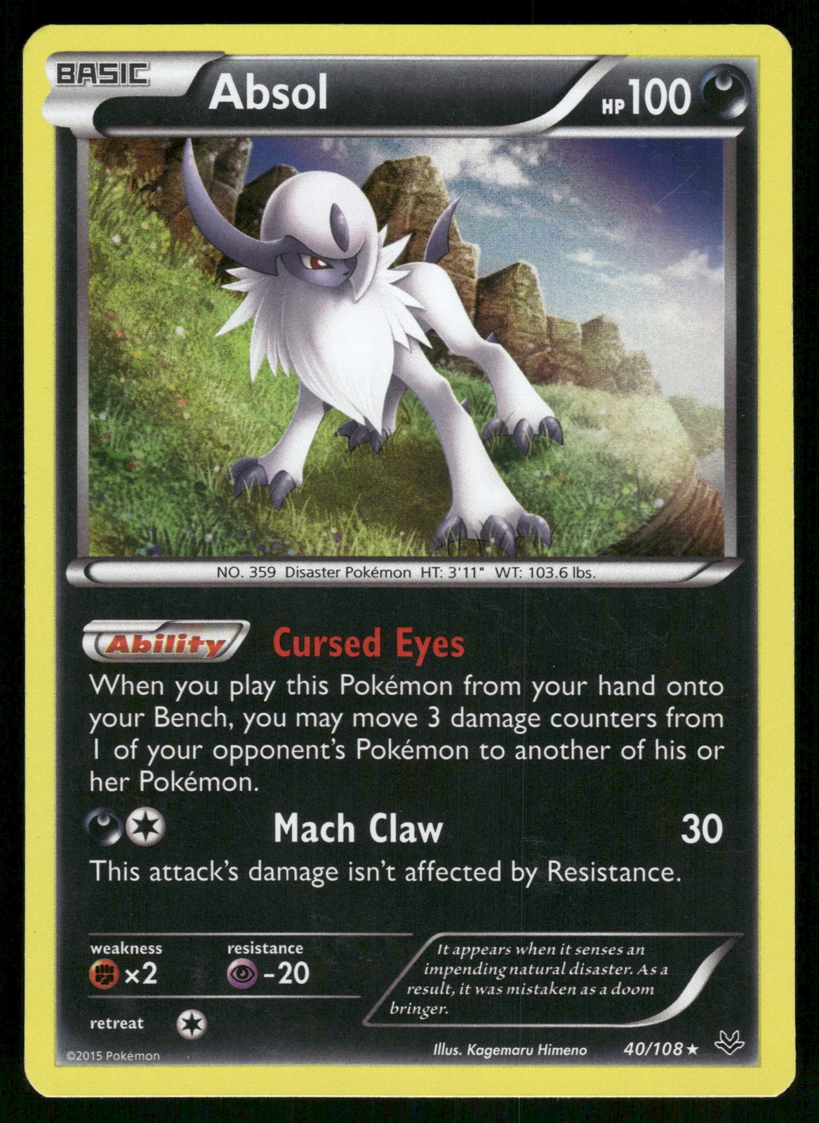 Absol Holo 40/108 XY - Roaring Skies Pokemon