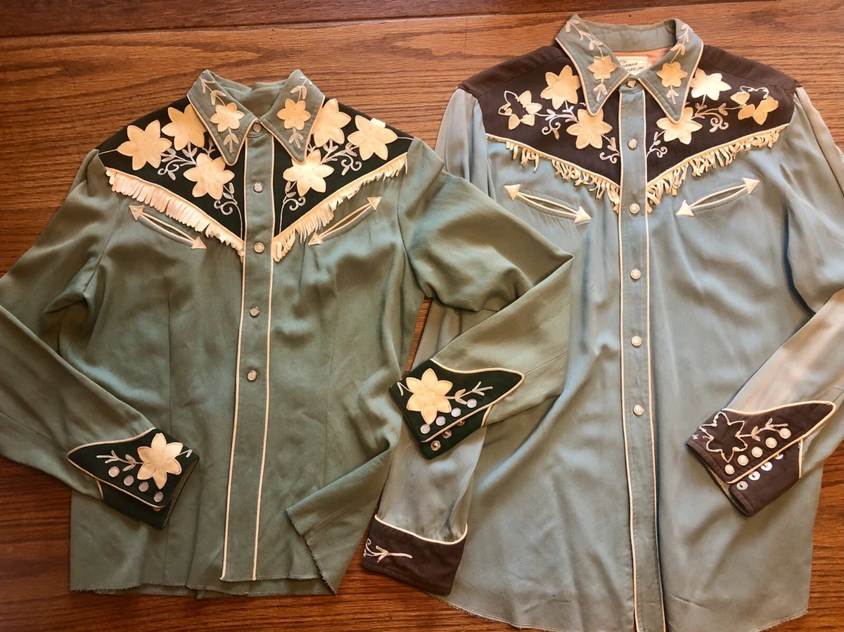 1950 H Bar C California Ranchwear Vintage western shirts Early Label Matching