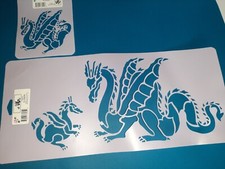 VINTAGE Dragon Stencil for Crafts and Decor Plastic - 3 Dragons total