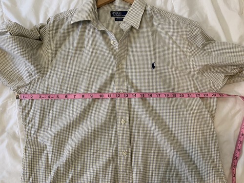POLO RALPH LAUREN Andrew Plaid Dress Shirt Men's 16 1/2 35 Yellow Blue - Picture 5 of 6