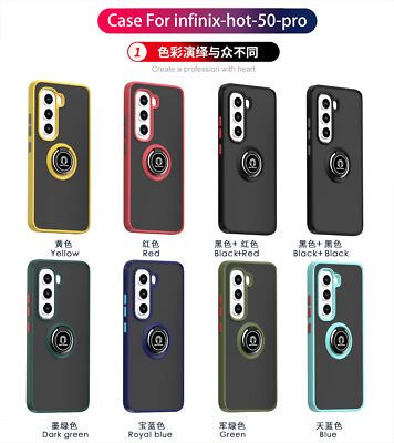 Luxury Hybrid Armor Ring Holder Magnetic Case Cover For Infinix Hot 50 Pro 4G