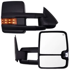 Power Heated Towing Mirrors For 99-02 Silverado Sierra Series Amber Signal Black