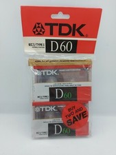 TDK D 60 Compact Cassettes 2 Pack Sealed Type I 1986 Japan NEW