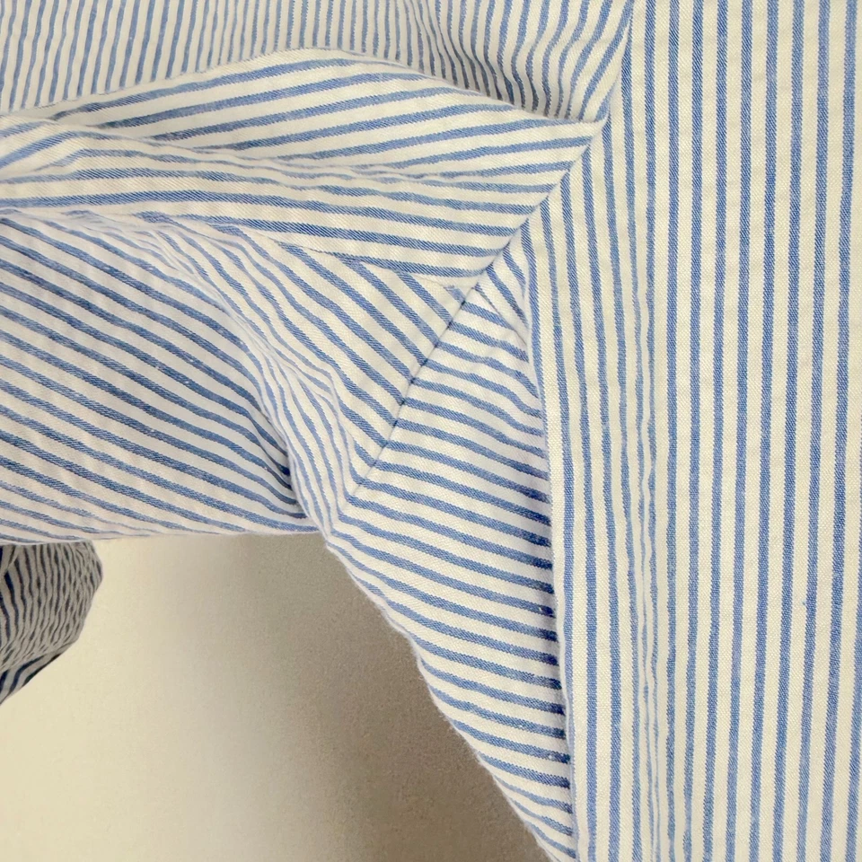 J. Pantalón Skimmer Crew Factory Seersucker Rayas Trabajo Azul Blanco Talla 6 Usado en Excelente Condición Foto 4 de 4