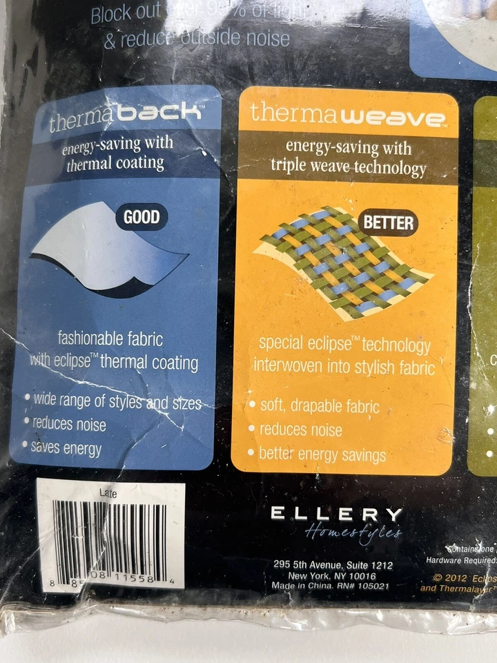 Eclipse Therma Back Blocks 99% Light 42 x 54 in. Curtain Rod Pocket NEW - Image 3 of 4