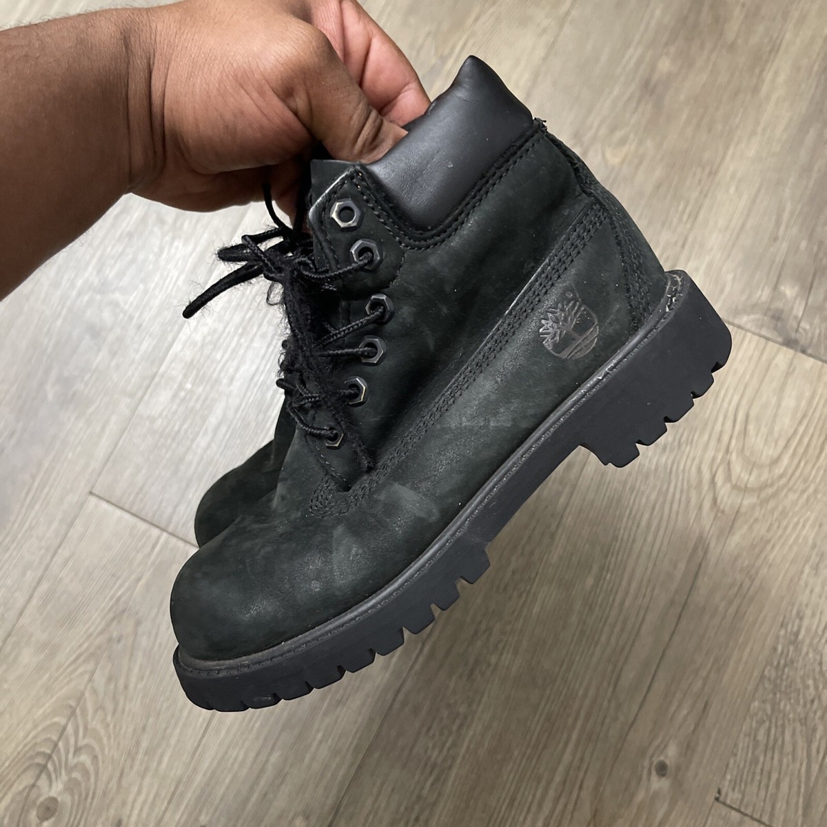 TIMBERLAND 6” Premium 12707 Waterproof Black Boots Youth Tims Boys